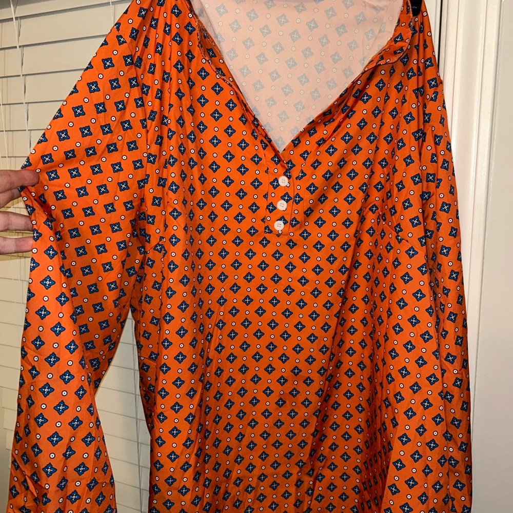 SHEIN Orange and Blue Geometric Dress